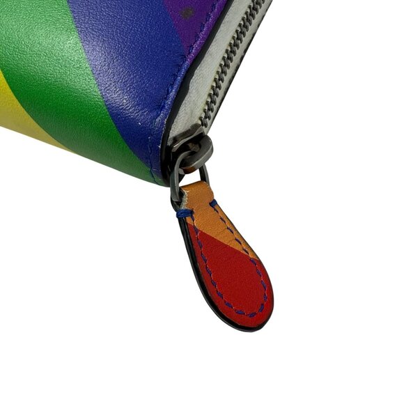 BALENCIAGA Smooth Calfskin Logo Rainbow Ville Continental Zip Around Wallet - Picture 6 of 12